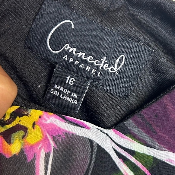 Connected Apparel Midi Dress Plus Sz 16 Floral Ruffle V-Neck Stretch Boho Artsy - Picture 7 of 11